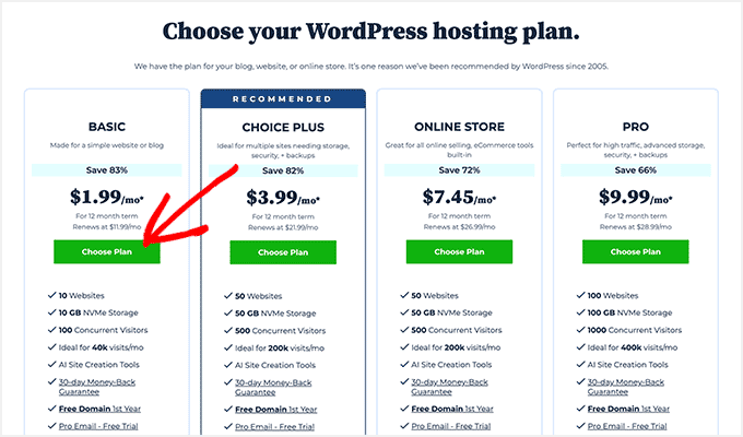 Bluehost Pricing Plans