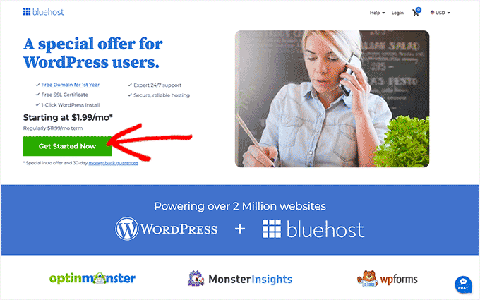 Bluehost offer for WPBeginner readers