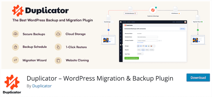 The Duplicator Lite WordPress plugin