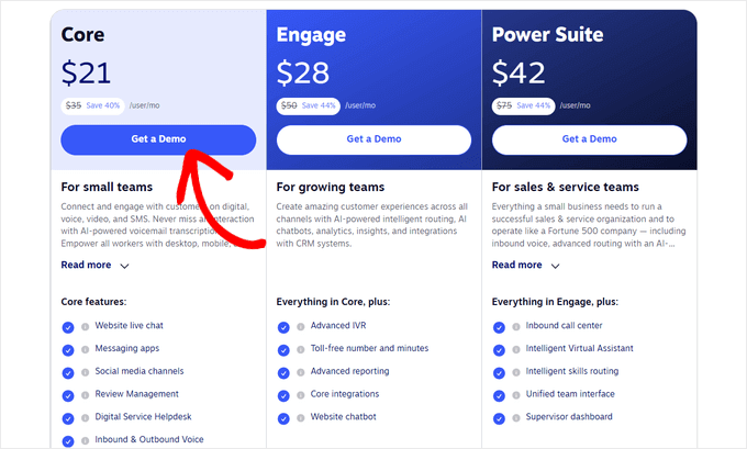 Pricing plans with the best Nextiva deal applied