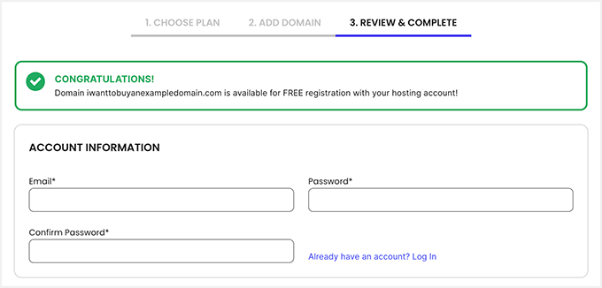 SiteGround enter your account and client details