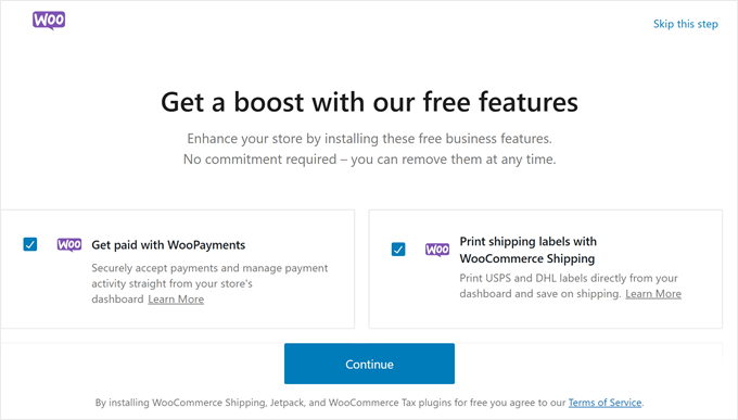 Installing free WooCommerce extensions