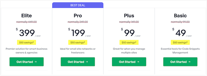 WPCode's premium pricing plan